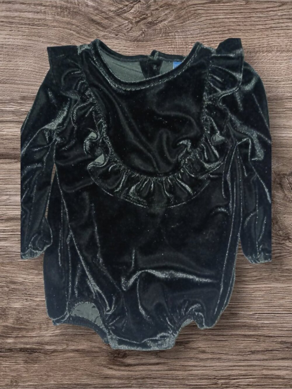 Old Navy Velvet Ruffle Bodysuit Black Size 12-18 Months